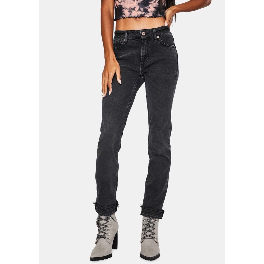 FP Vintage Black Cuffed Boyfriend Jeans 25 0